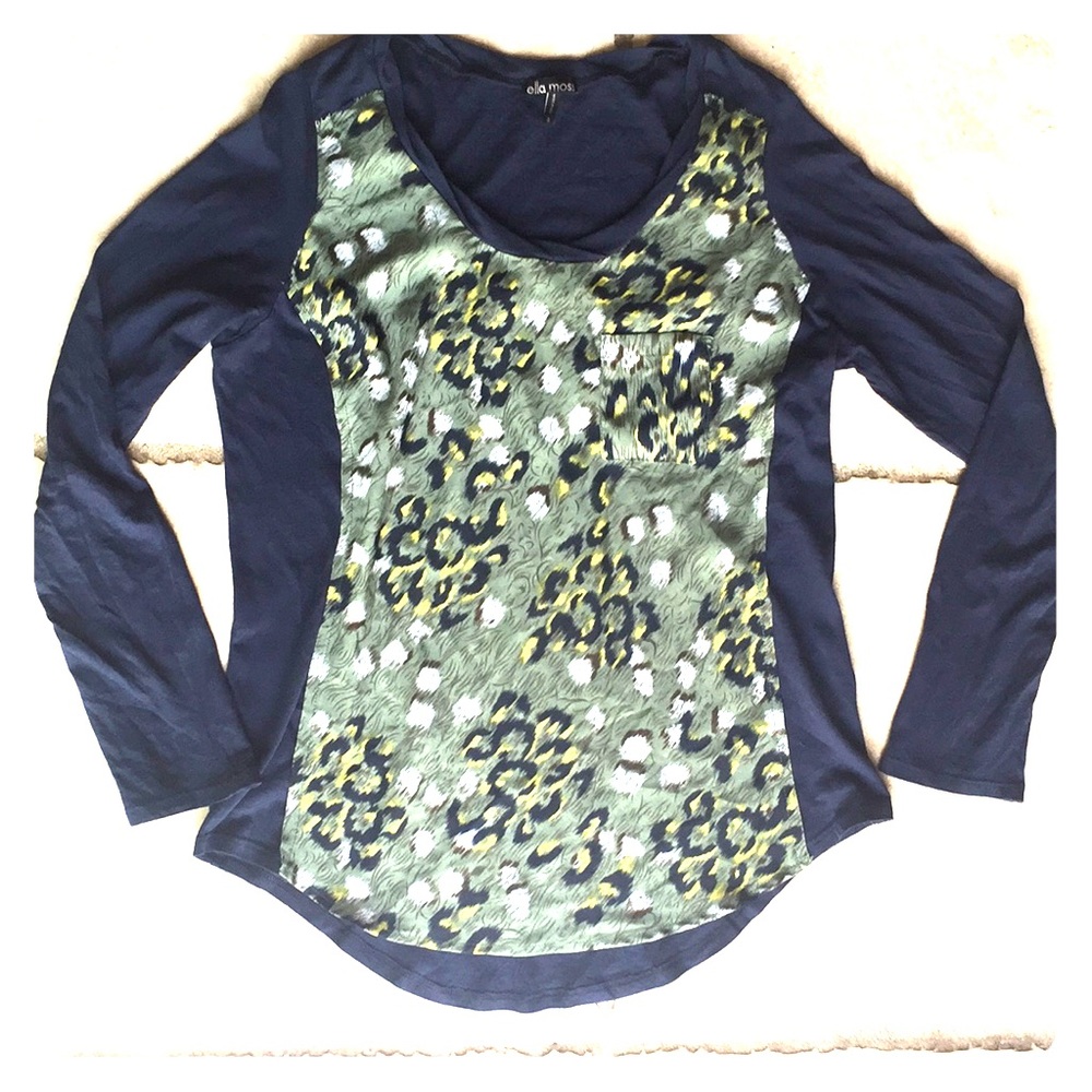 Abstract leopard paneled long sleeve t-shirt